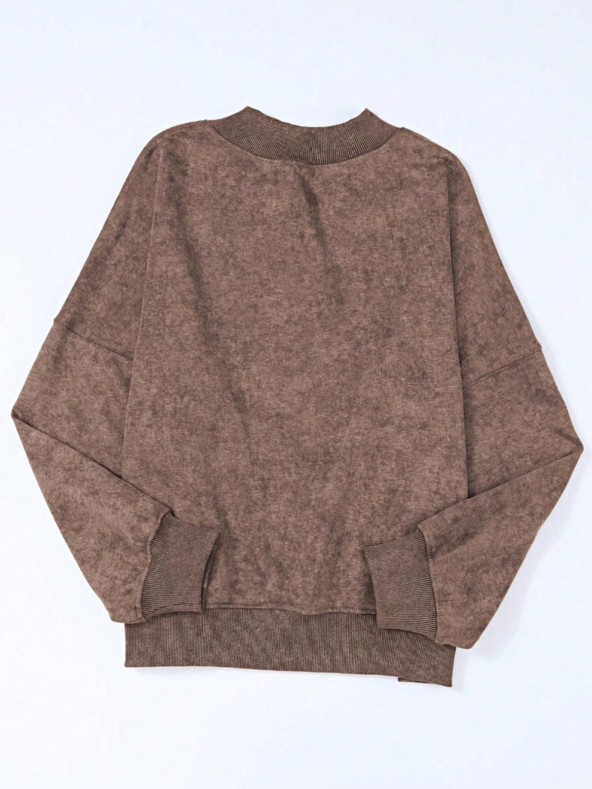 Boho Retro 60's Cotton Mix  Drop Shoulder Mineral Acid Washed Oversized Mock Neck Dolman T Shirt Top  Sweat Shirt