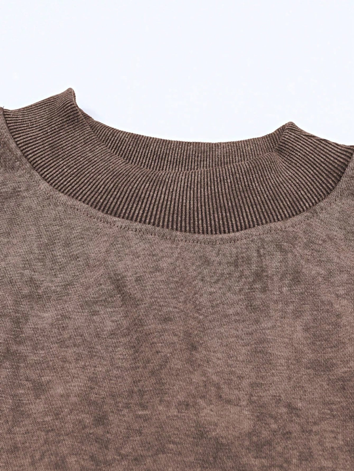 Boho Retro 60's Cotton Mix  Drop Shoulder Mineral Acid Washed Oversized Mock Neck Dolman T Shirt Top  Sweat Shirt