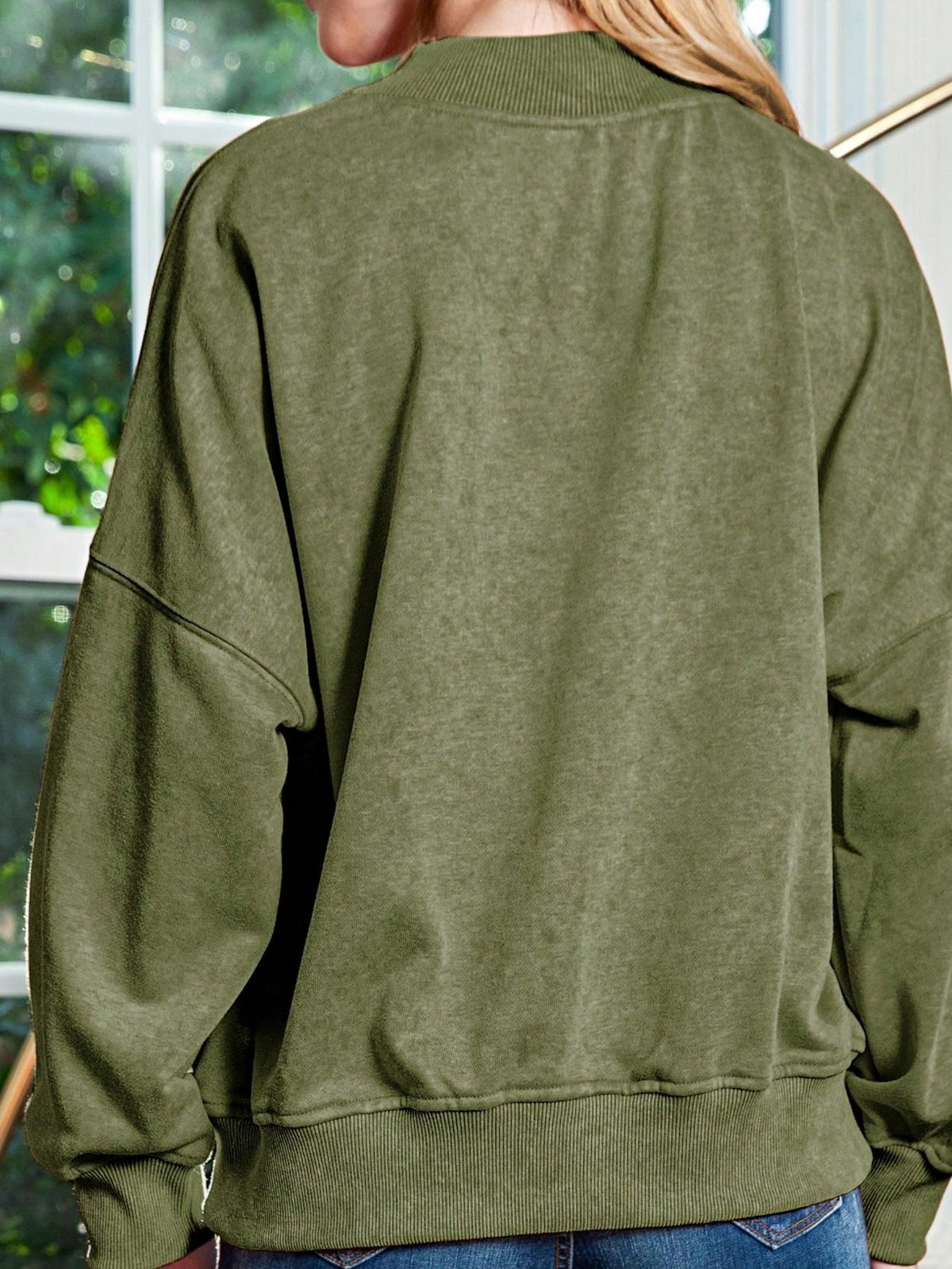 Boho Retro 60's Cotton Mix  Drop Shoulder Mineral Acid Washed Oversized Mock Neck Dolman T Shirt Top  Sweat Shirt
