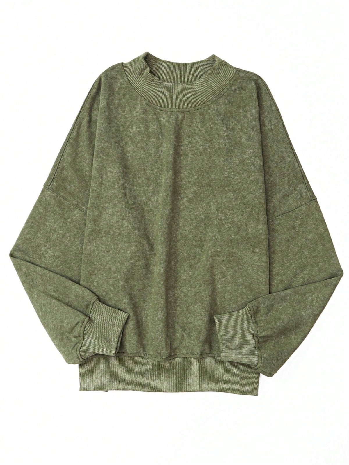 Boho Retro 60's Cotton Mix  Drop Shoulder Mineral Acid Washed Oversized Mock Neck Dolman T Shirt Top  Sweat Shirt