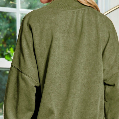 Boho Retro 60's Cotton Mix  Drop Shoulder Mineral Acid Washed Oversized Mock Neck Dolman T Shirt Top  Sweat Shirt