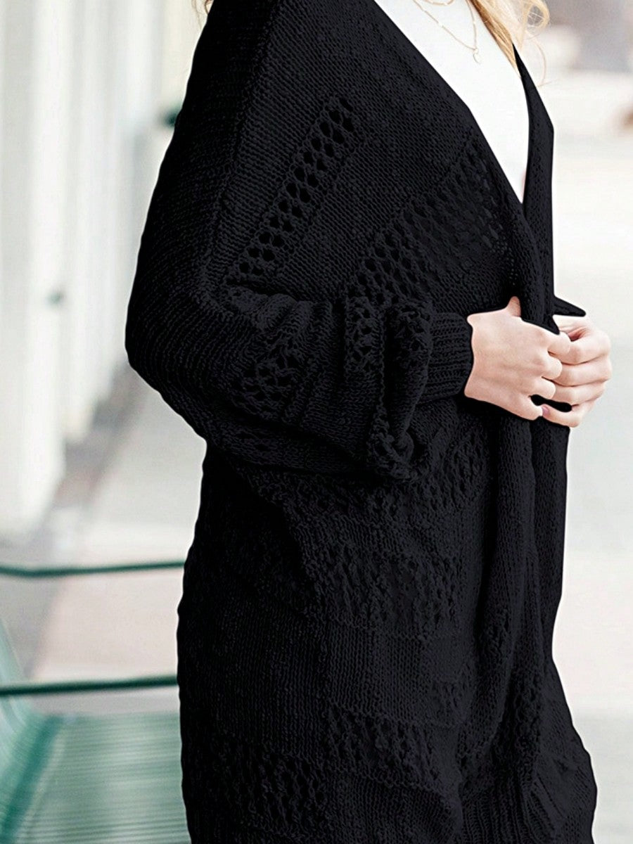 Boho Retro Crochet Knit Hollow Light Weight Dolman Batwing Sleeve Oversized Boyfriend Cardigan