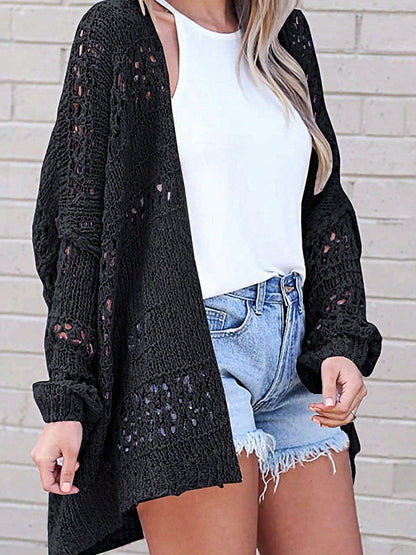 Boho Retro Crochet Knit Hollow Light Weight Dolman Batwing Sleeve Oversized Boyfriend Cardigan