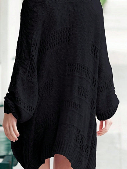 Boho Retro Crochet Knit Hollow Light Weight Dolman Batwing Sleeve Oversized Boyfriend Cardigan