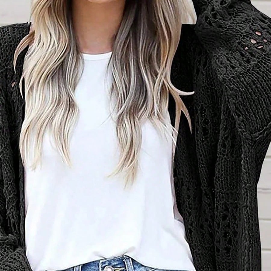 Boho Retro Crochet Knit Hollow Light Weight Dolman Batwing Sleeve Oversized Boyfriend Cardigan
