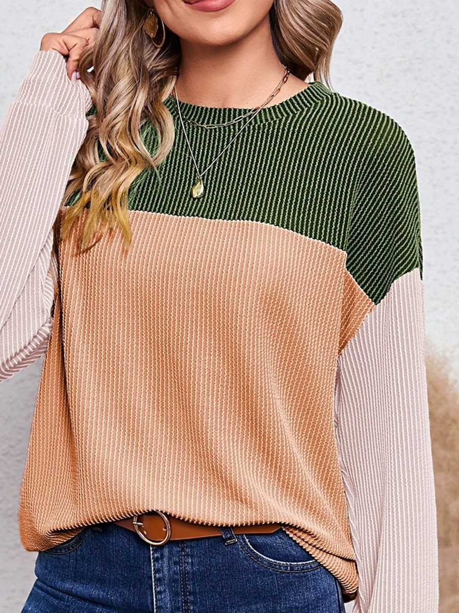 Boho Retro Dolman 60's Color Block Lace Color Block Lantern Sleeve Style Viscose Mixed Long Sleeve Shirt Top Small To 2XL Plus