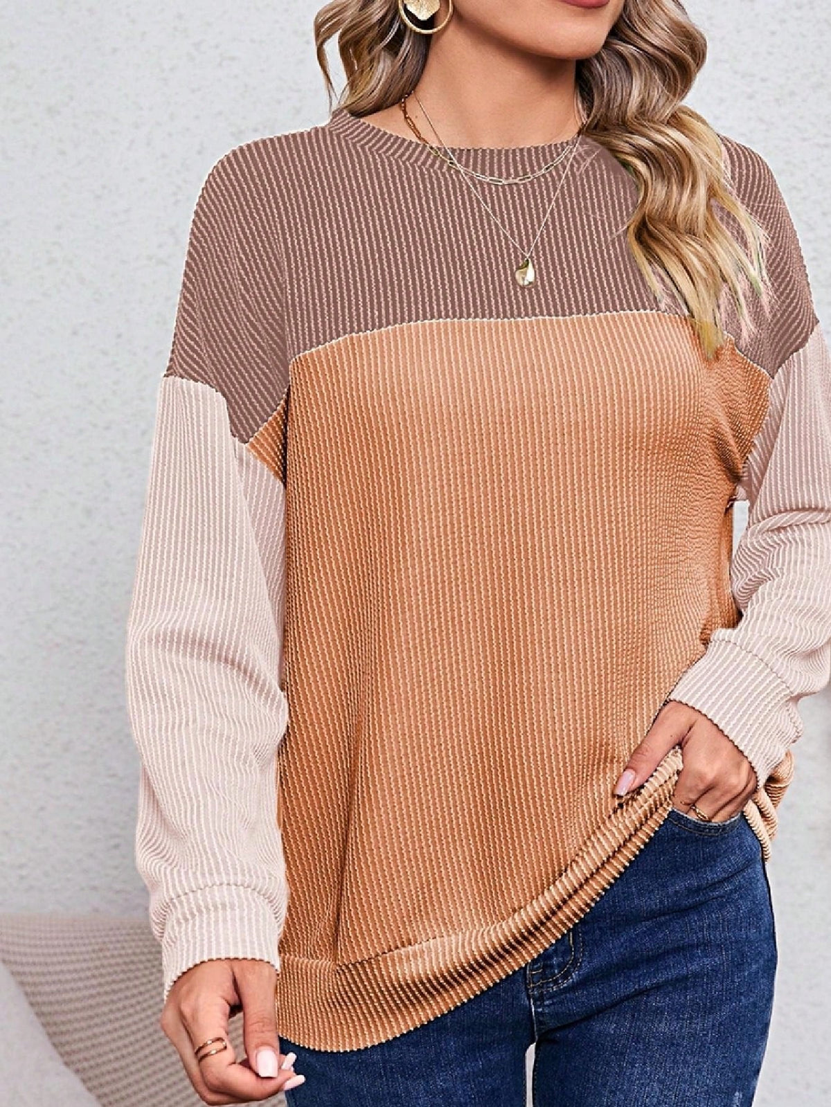 Boho Retro Dolman 60's Color Block Lace Color Block Lantern Sleeve Style Viscose Mixed Long Sleeve Shirt Top Small To 2XL Plus