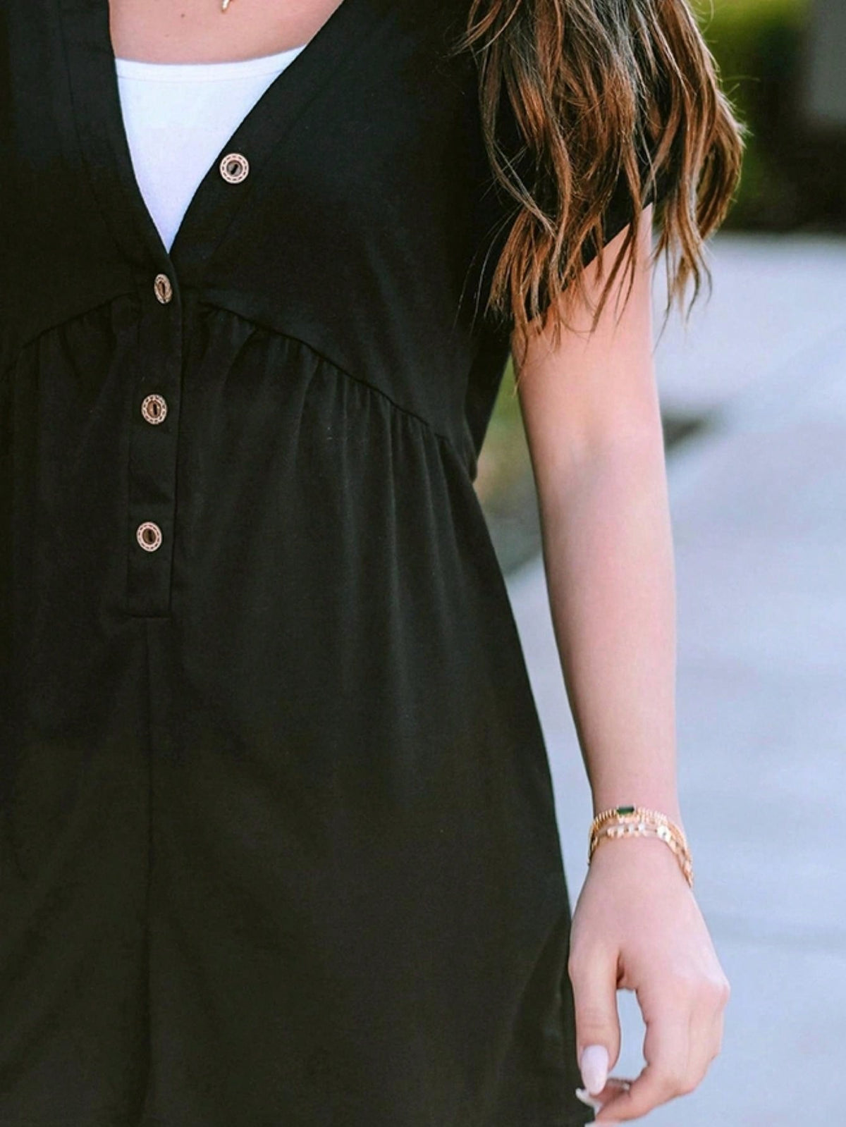 Boho Vintage Button Accent  Viscose Rayon Summer Cool Y2K Romper Jumpsuit Button Front V Neck