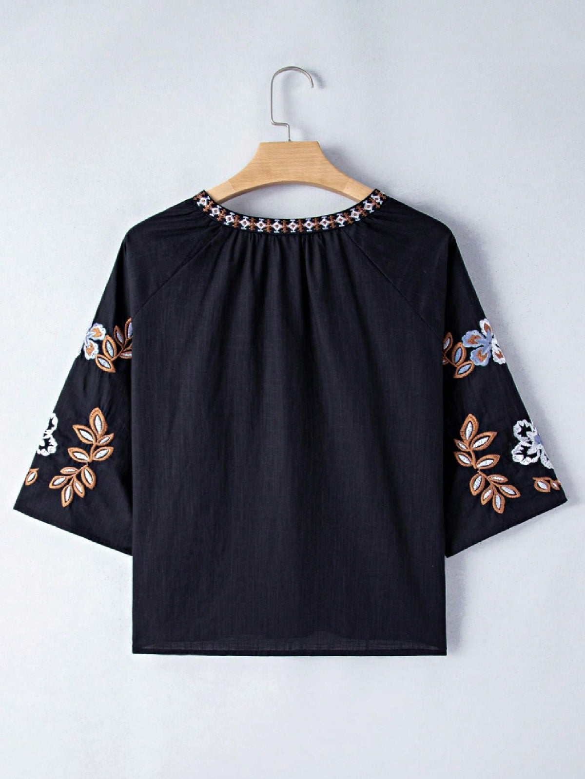 Boho Retro Vintage 60's Vibe Black Floral Tiered PomPom Trimmed Mini Dress