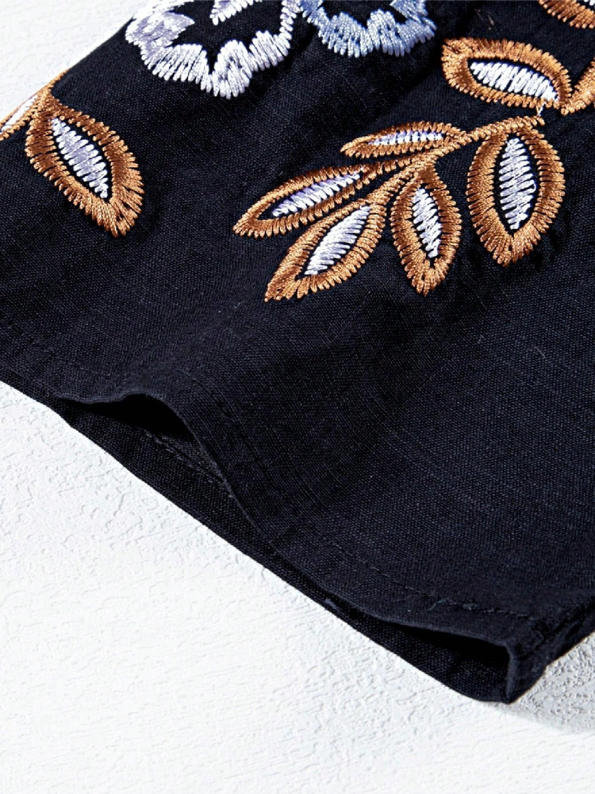 Boho Retro Vintage 60's Vibe Black Floral Tiered PomPom Trimmed Mini Dress