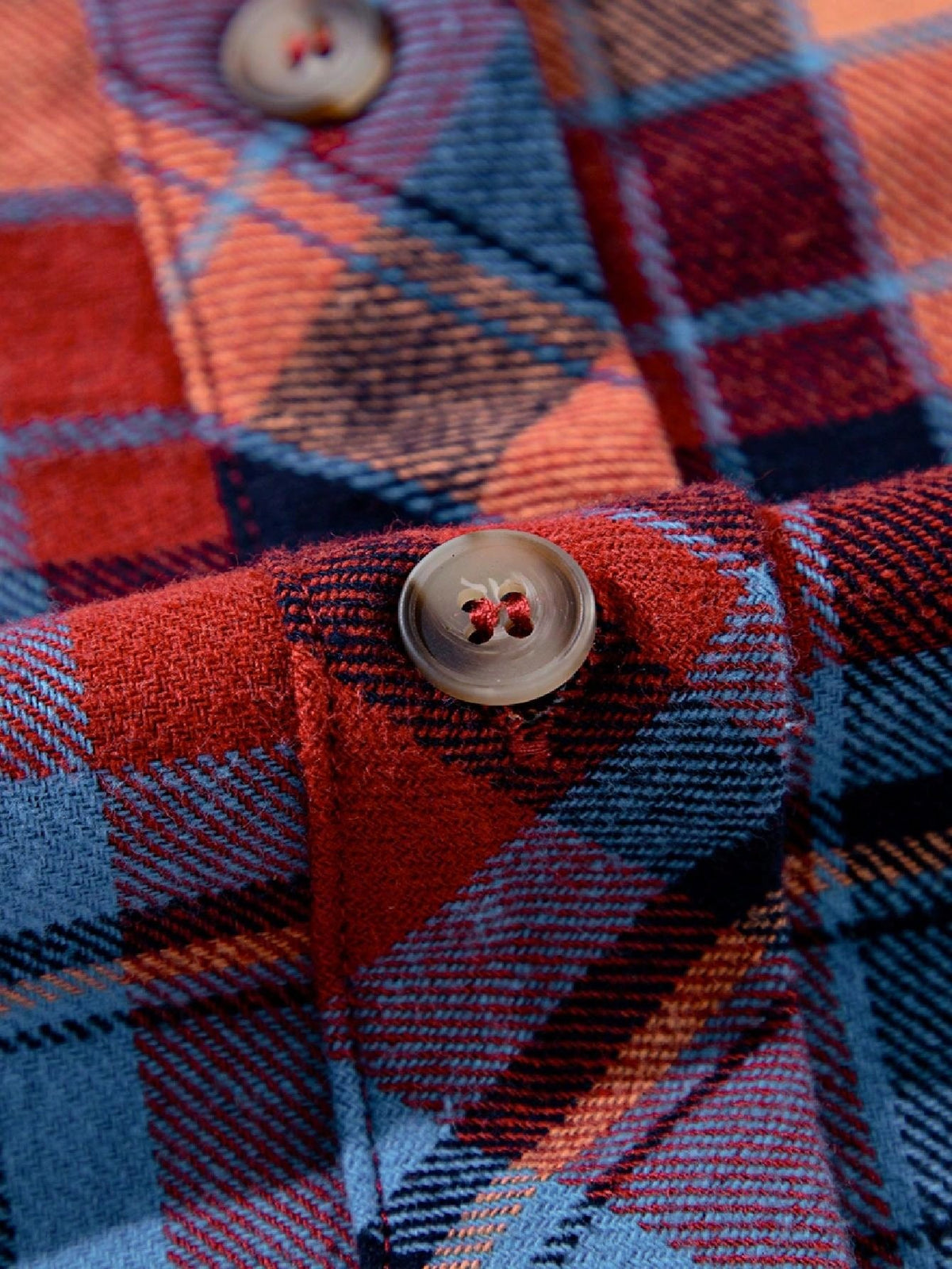 Boho Retro Button Up Vintage 90's Cotton Red Blue Plaid Print Drop Sleeve Loose Shirt Shacket