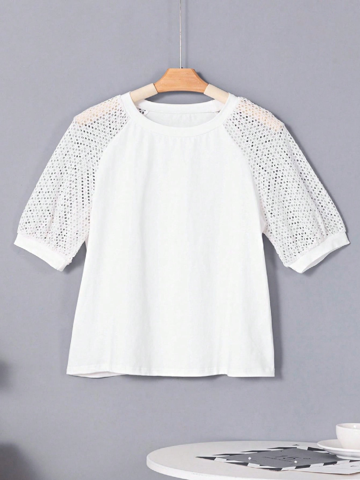 Boho Retro Vintage 90's Vibe White Cotton Short Lantern Bubble Puff  Sleeve  Embroidered Eyelet Hollow Top Shirt Blouse