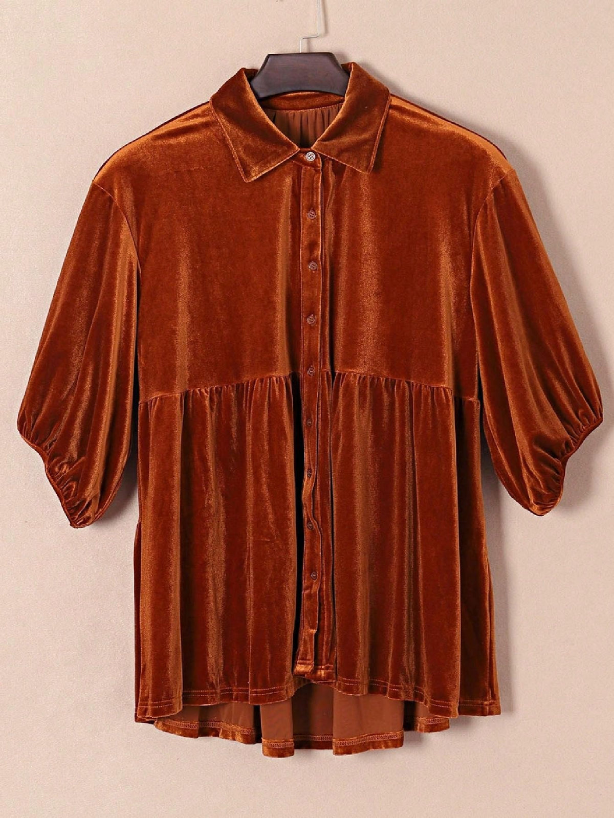 Boho Retro Vintage 60's Velvet Velour Red Grey Charcoal Drop Sleeve Balloon Puff Loose Party Shirt Blouse