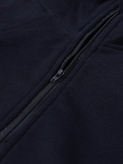 Boho Retro Vintage 90's Cotton Stand Collar  Solid Kangaroo Front Pocket Thumbhole Long Sleeve Zip Up Top Sweatshirt Pullover