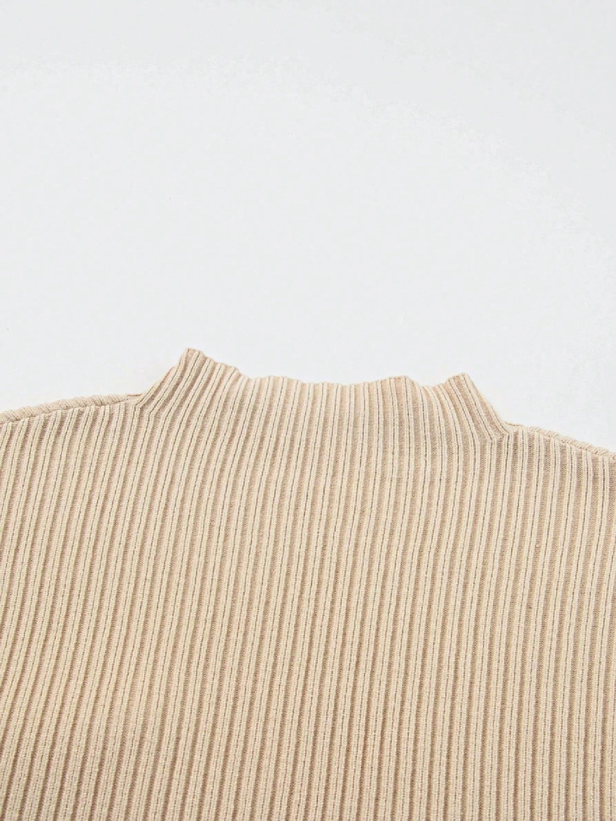 Boho Retro Vintage Viscose Vanilla Beige Green Front Pocket High Mock Neck Ribbed Top Shirt Blouse Vest