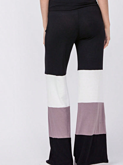 Fold Over Band Wide Leg Tiered Soft Long Lounge Pants