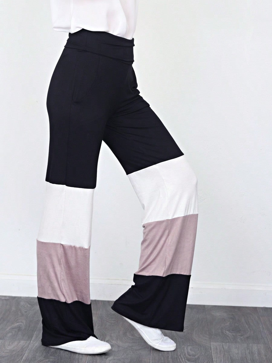Fold Over Band Wide Leg Tiered Soft Long Lounge Pants