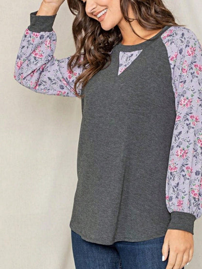 Boho Retro 90's Vintage  Preppy V Stitch  Stripe Knit Contrast Binding Brushed Soft Floral Raglan Sleeve Tunic Top Pullover Only