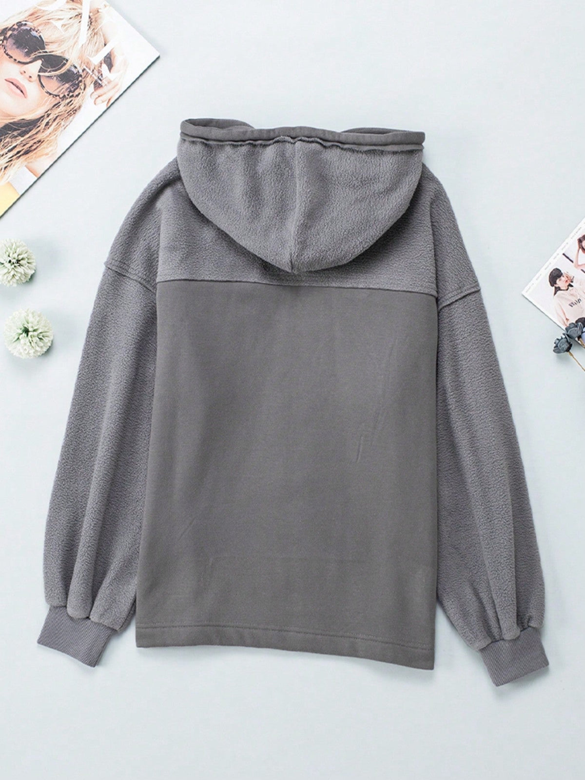 Boho Retro 90's Oversized Puff Bishop Drop Shoulder Sleeve Pocket Front Zip Up Cotton Canvas Inside Out Hooded Jacket
