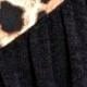 Boho Retro 90's Vintage Leopard Black Brown V Neck Empire Waist  Bubble Puff Long Sleeve Tunic Top