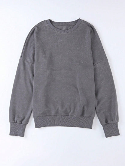 Boho Retro 60's Cotton Mix  Drop Shoulder Mineral Acid Washed Oversized Side Slit Dolman Shirt Top  Sweatshirt Pullover