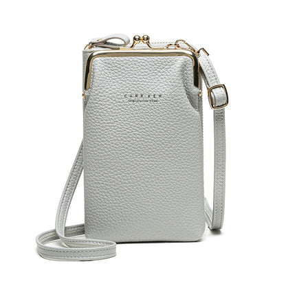 Fashion Lychee Pattern Solid Color Crossbody Bag | Premium Pebbled Texture Shoulder Bag | Minimalist Diagonal Sling Purse for Women | Elegant Daily Travel Messenger Bag