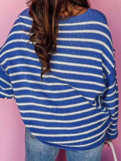 Boho Retro Vintage  90's  Drop Shoulder Dolman Sleeve Turtle Mock Neck Blue Green Pink Rose Stripe Merry Christmas Holly  Sweater Knit Top Pullover