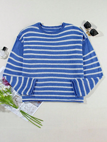 Boho Retro Vintage  90's  Drop Shoulder Dolman Sleeve Turtle Mock Neck Blue Green Pink Rose Stripe Merry Christmas Holly  Sweater Knit Top Pullover