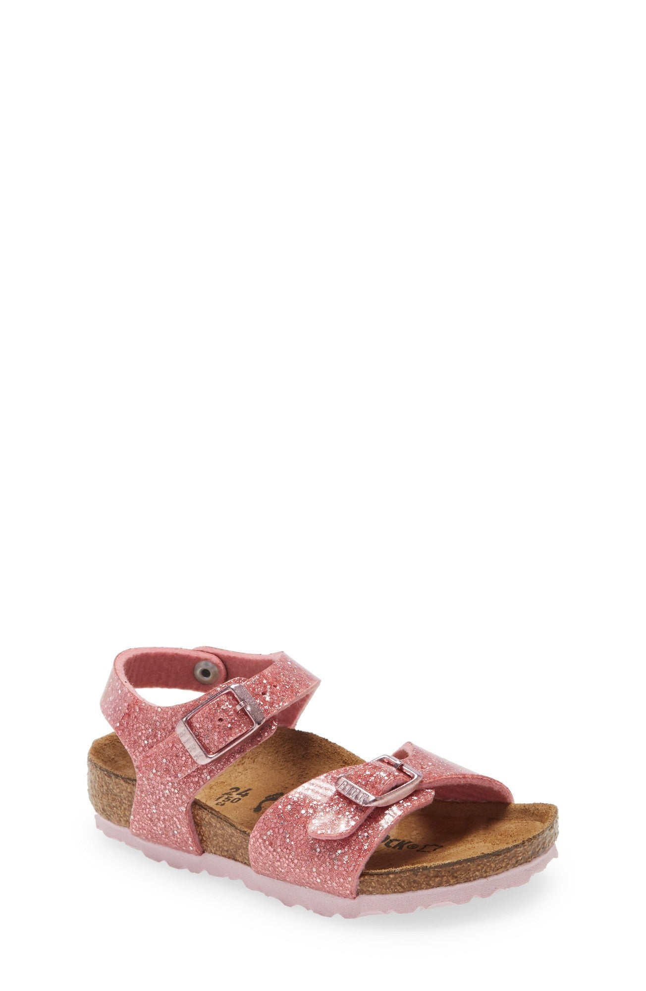 Birkenstock Rio Kids Plain Birko-Flor Leather Cosmic Sparkle Old Rose