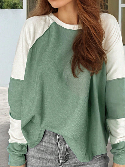 Boho Retro Dolman 60's Color Block Lace Color Block Lantern Sleeve Style Viscose Mixed Long Sleeve Shirt Top Small To 2XL Plus