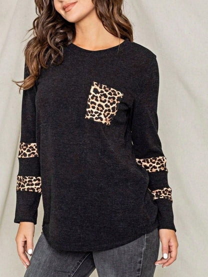 Boho Retro 90's Vintage Out Stitch Raglan Sleeve Cuff Paisley Plaid Checker Christmas Stripe Leopard  Accented Knit Top Shirt Blouse
