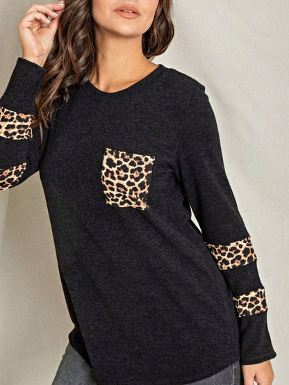 Boho Retro 90's Vintage Out Stitch Raglan Sleeve Cuff Paisley Plaid Checker Christmas Stripe Leopard  Accented Knit Top Shirt Blouse