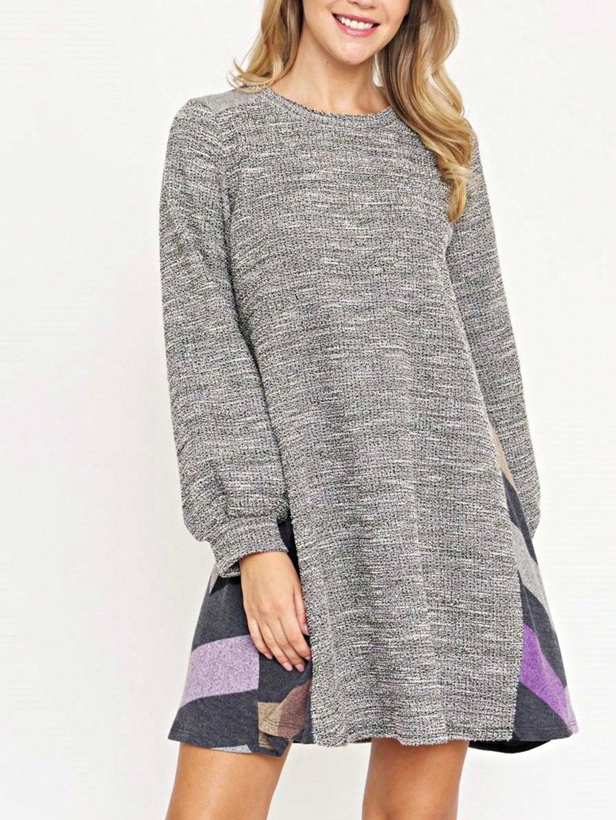 Boho Retro Preppy Tweed  Classic Cotton Mix Ivory  Pink And Blue Threads Short Sleeve Shift Pocket  Dress Small To 3XL Plus