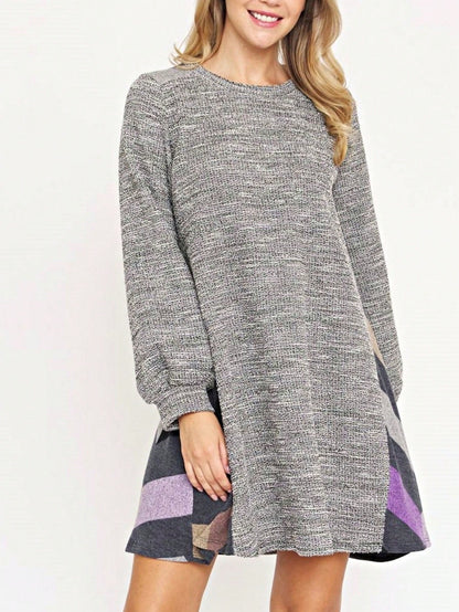 Boho Retro Preppy Tweed  Classic Cotton Mix Ivory  Pink And Blue Threads Short Sleeve Shift Pocket  Dress Small To 3XL Plus