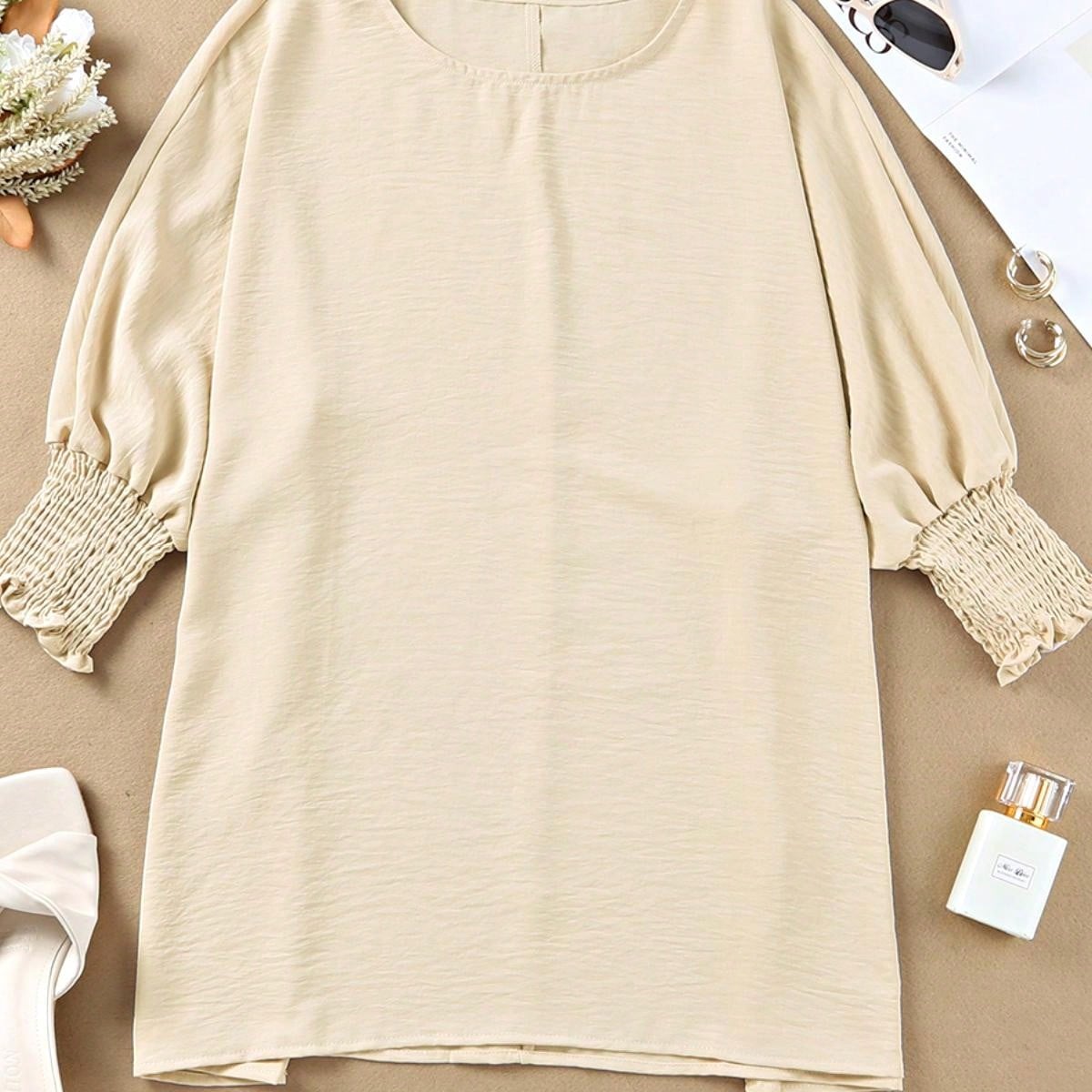 Boho Retro Vintage 90's Cream Beige Apricot Cheeta Leopard Loose Top Shirt Blouse