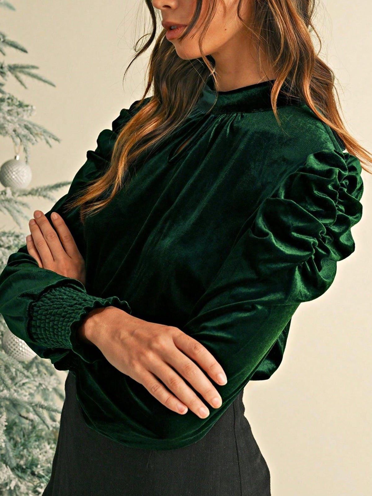 Boho Retro Vintage 60's Velvet Velour Red Grey Charcoal Drop Sleeve Balloon Puff Loose Party Shirt Blouse