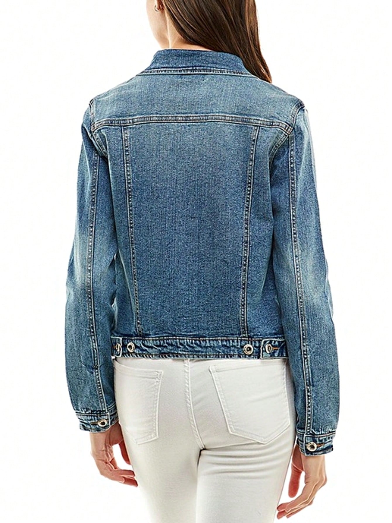 Boho Retro 90's  Classic Style Cotton Jean Denim  Back Oversized Jacket With Pocket