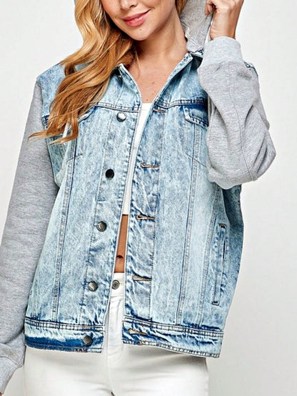 Boho Retro 90's  Classic Style Cotton Jean Denim  Back Oversized Jacket With Pocket