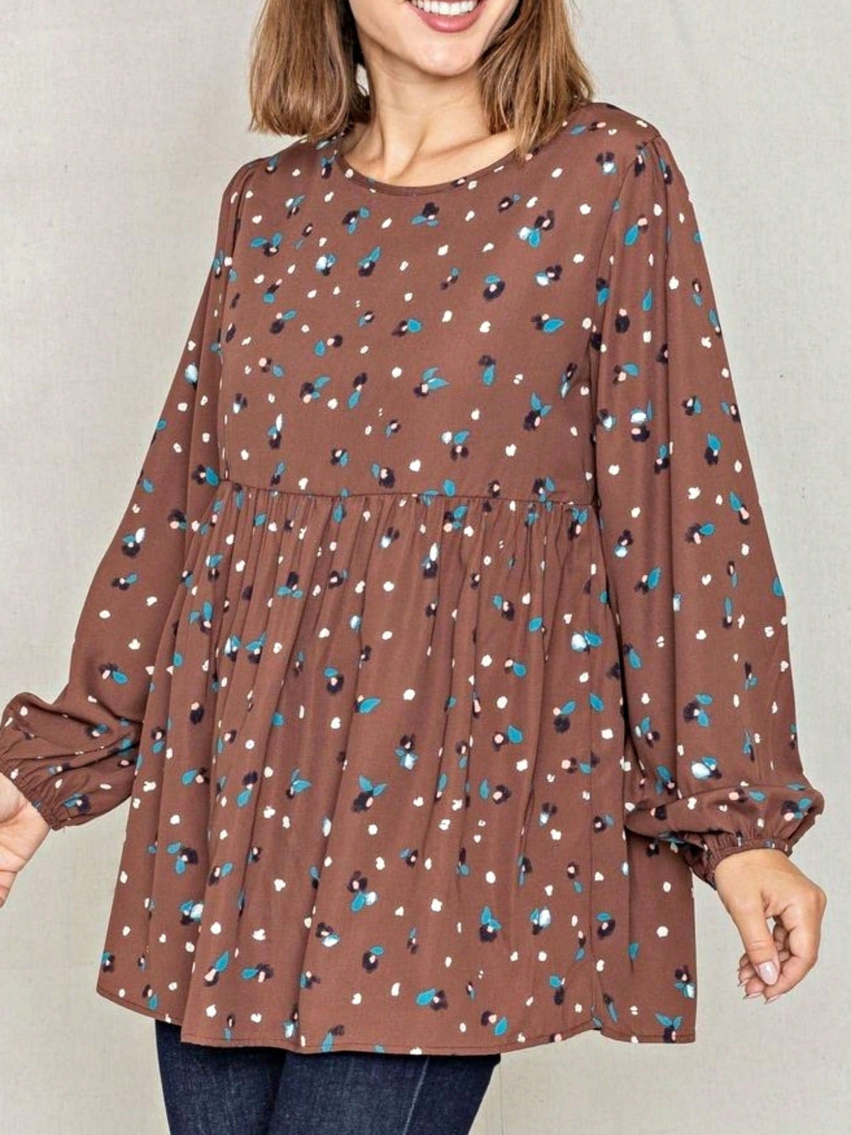 Boho Retro 90's Dot Baby Doll Tiered Ruffle Swing Black Brown Woven Fall Dress Small To 3XL Plus