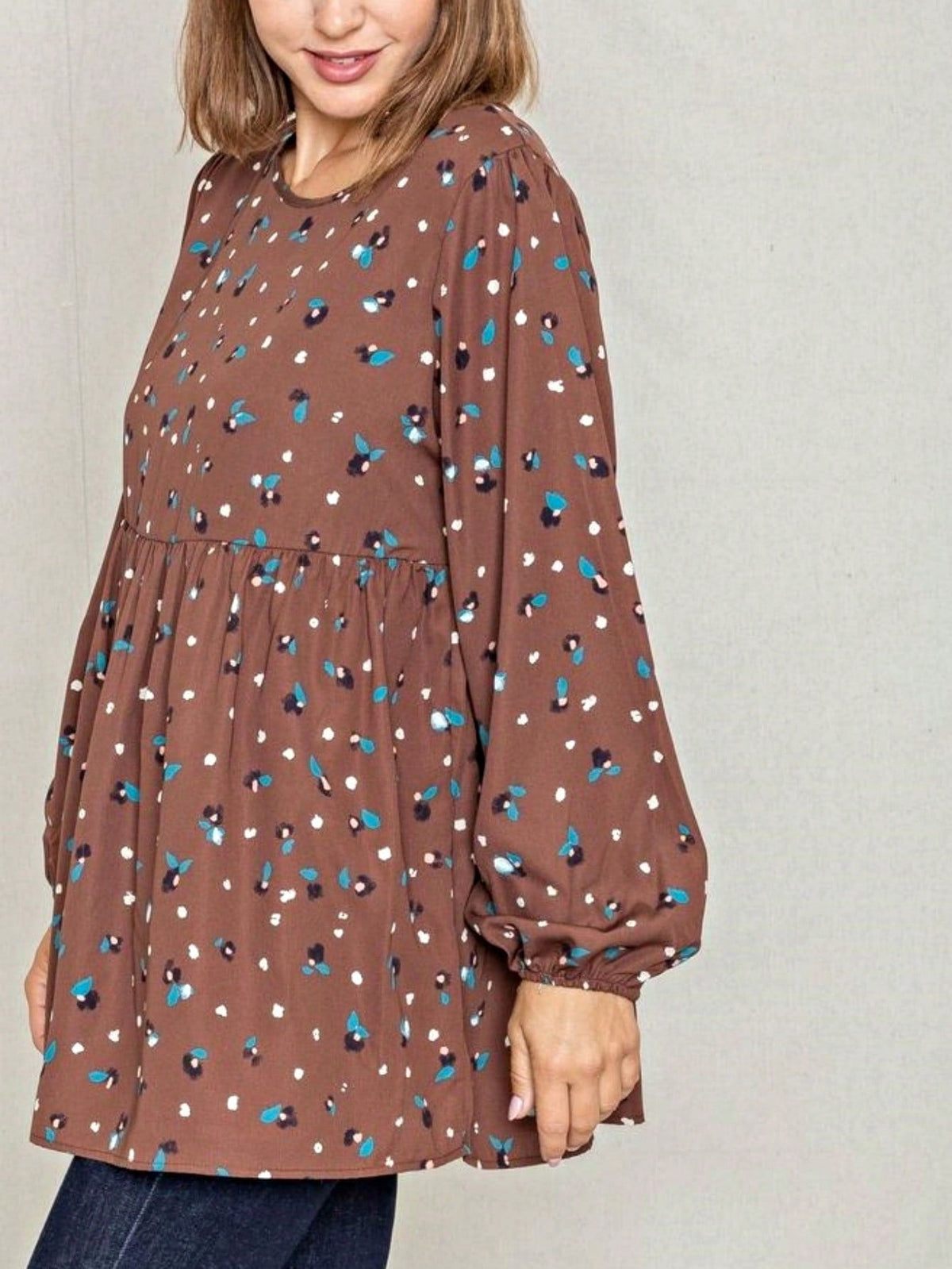 Boho Retro 90's Dot Baby Doll Tiered Ruffle Swing Black Brown Woven Fall Dress Small To 3XL Plus