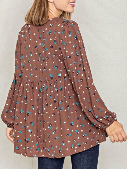 Boho Retro 90's Dot Baby Doll Tiered Ruffle Swing Black Brown Woven Fall Dress Small To 3XL Plus