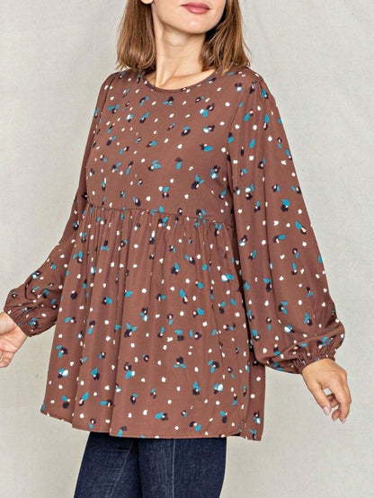 Boho Retro 90's Dot Baby Doll Tiered Ruffle Swing Black Brown Woven Fall Dress Small To 3XL Plus