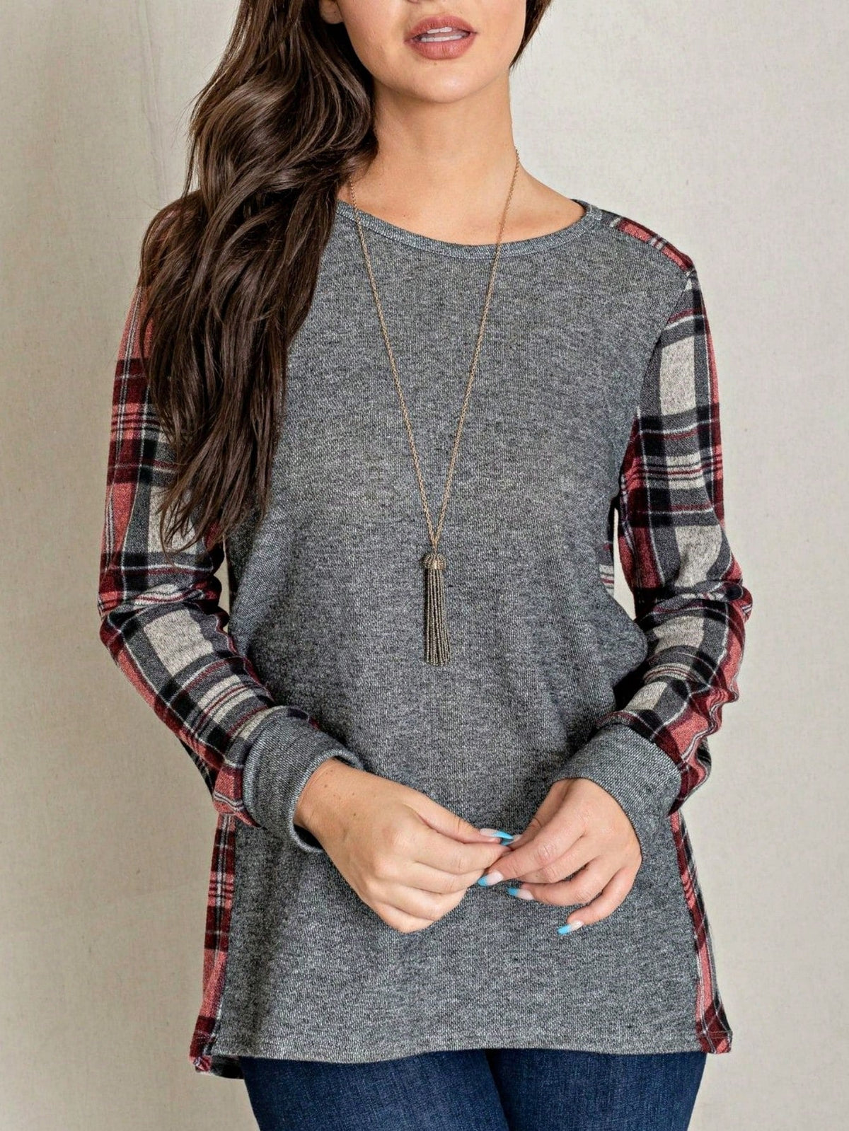 Boho Retro 90's Vintage  Bandana Paisley Olive Burgundy Cute Side Cut Knit Top Blouse Cool Tunic