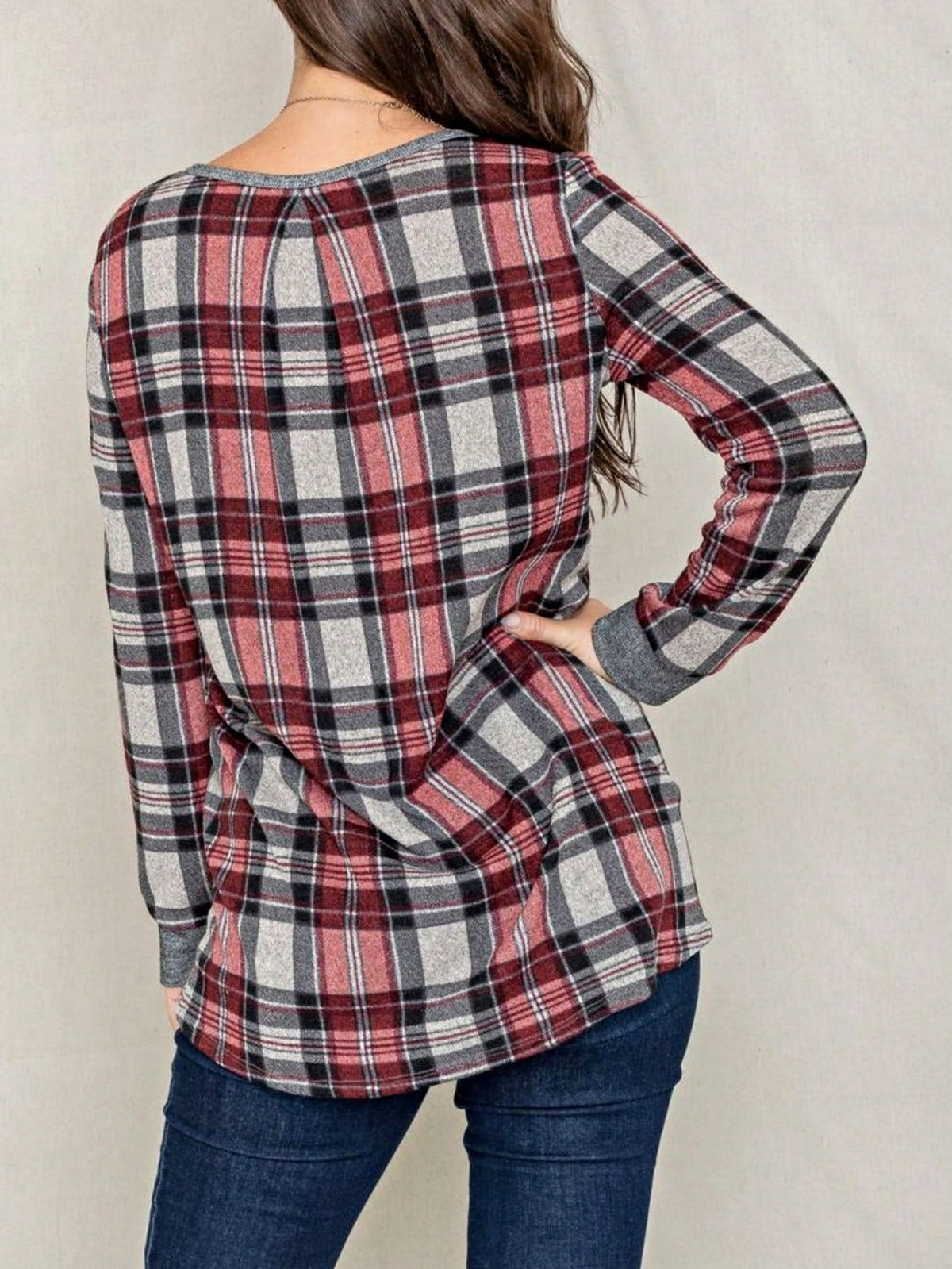 Boho Retro 90's Vintage  Bandana Paisley Olive Burgundy Cute Side Cut Knit Top Blouse Cool Tunic