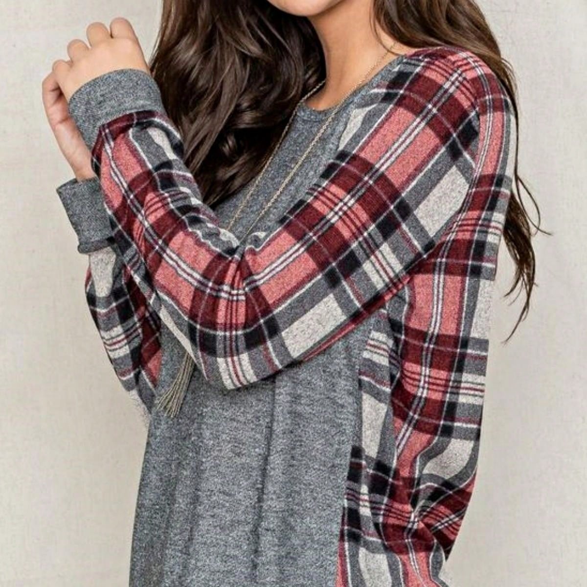 Boho Retro 90's Vintage  Bandana Paisley Olive Burgundy Cute Side Cut Knit Top Blouse Cool Tunic