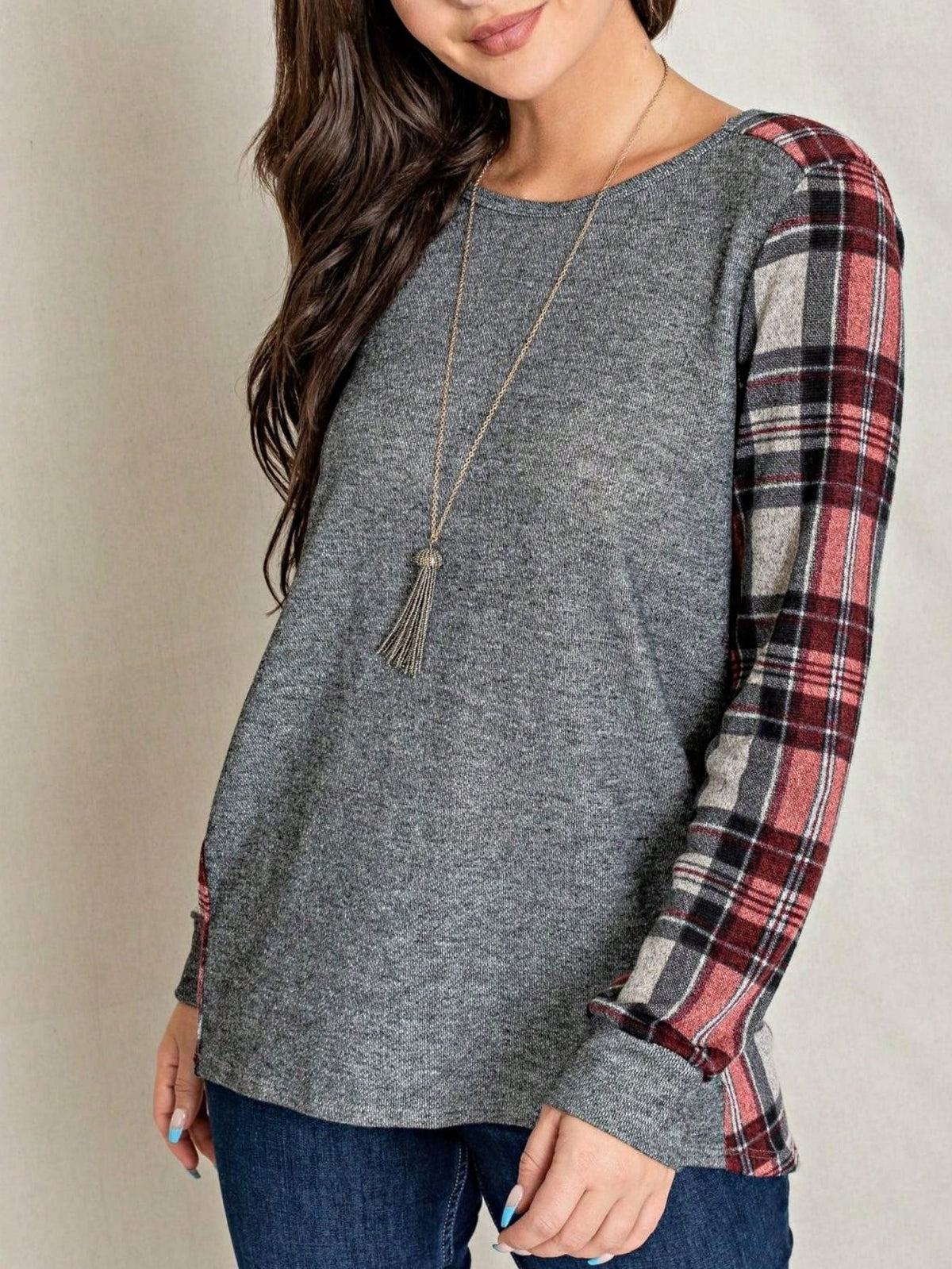 Boho Retro 90's Vintage  Bandana Paisley Olive Burgundy Cute Side Cut Knit Top Blouse Cool Tunic