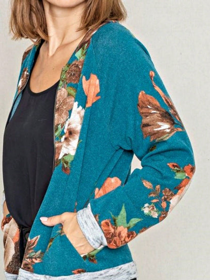 Boho Vintage 90s Vibe Tie Dye Retro Solid Floral Black Long Sleeve Bomber Cardigan Zip Up Yellow Pink Patchwork Multi Print Jacket
