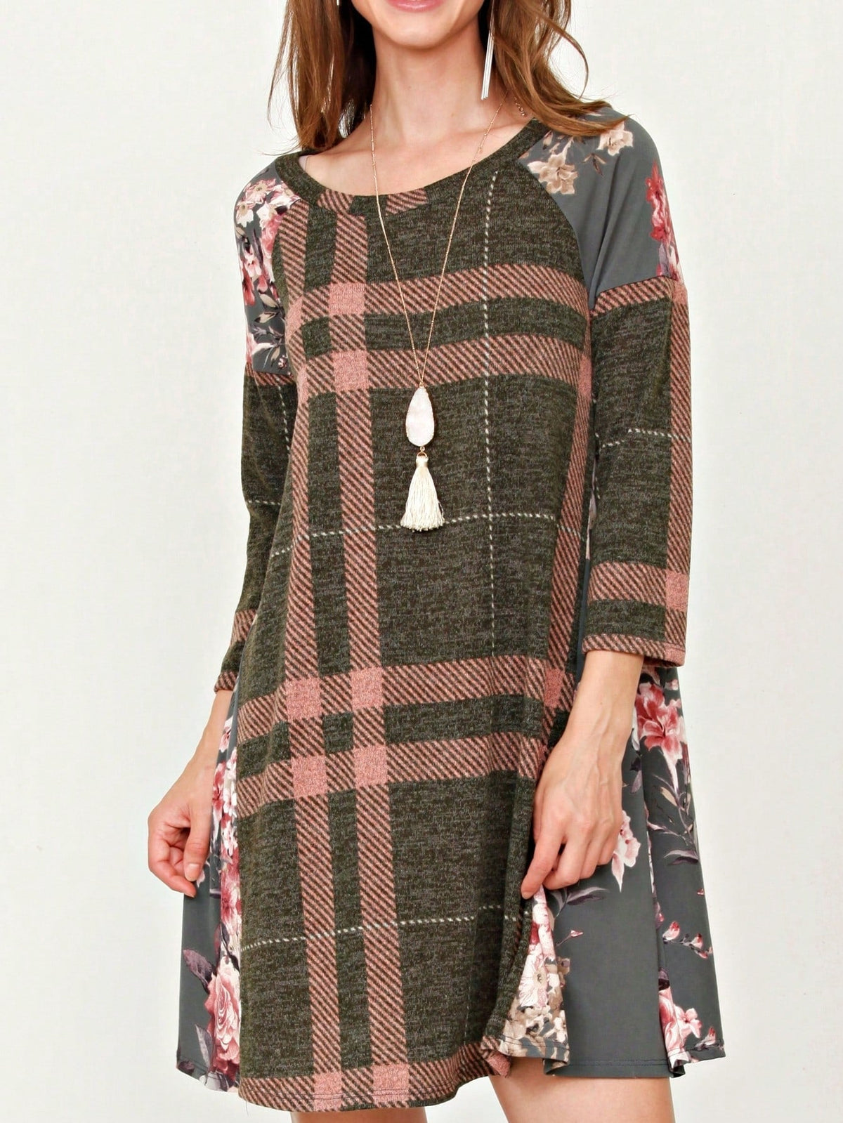 Boho Retro Classic Cap Sleeve Raglan Contrast  Stripe Green Red Navy Pink Grey Tunic Dress
