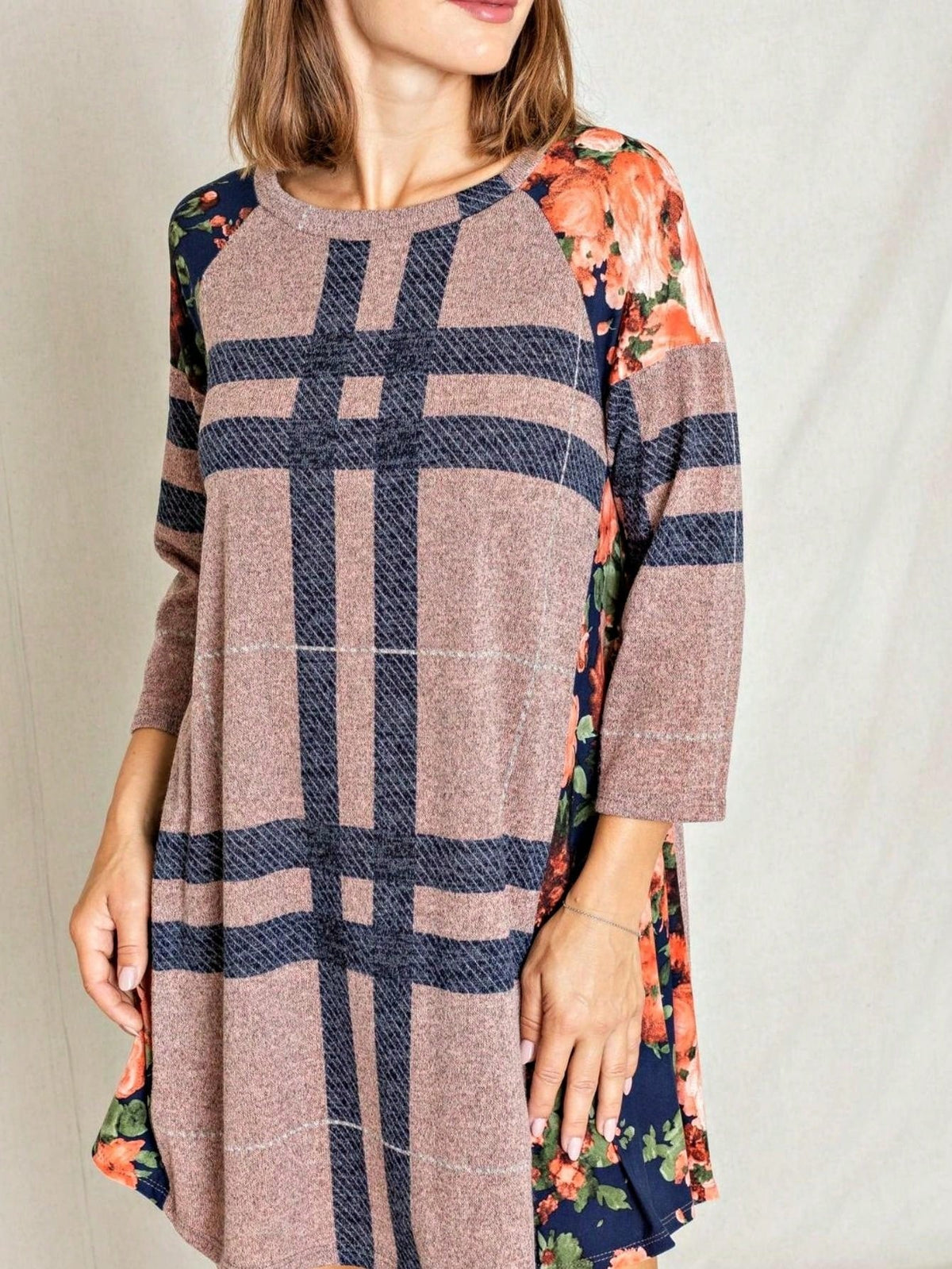 Boho Retro Classic Cap Sleeve Raglan Contrast  Stripe Green Red Navy Pink Grey Tunic Dress