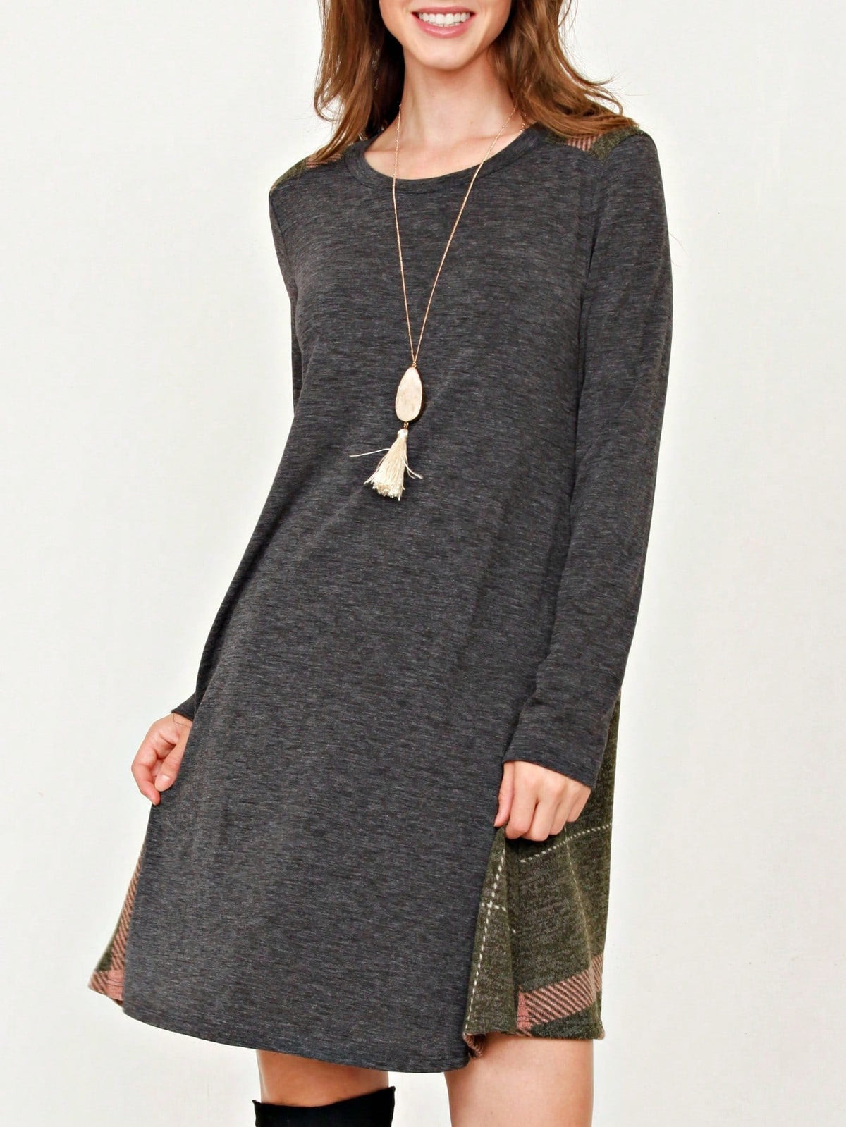 Boho Retro Classic Cap Sleeve Raglan Contrast  Stripe Green Red Navy Pink Grey Tunic Dress